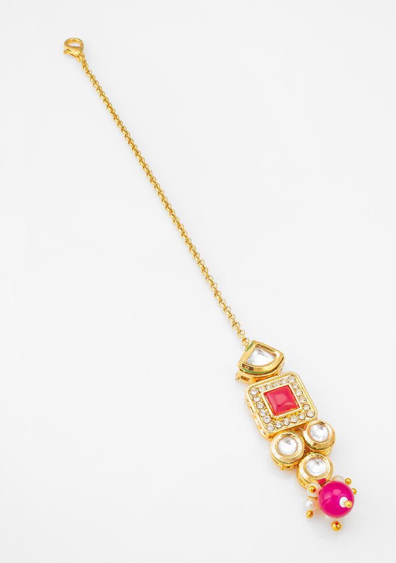 Multicolor Kundan Alloy Maang Tikka - Indya