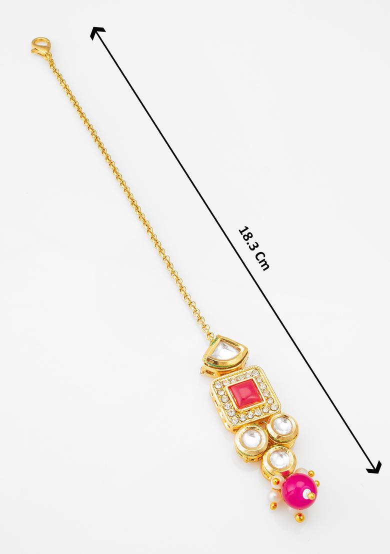 Multicolor Kundan Alloy Maang Tikka - Indya