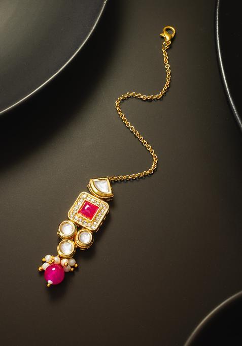 Multicolor Kundan Alloy Maang Tikka