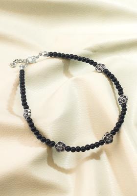 Black Beads Alloy Anklet
