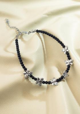 Black Beads Alloy Anklet