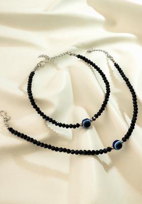 Black Beads Alloy Anklet