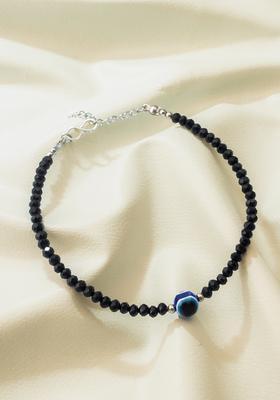 Black Beads Alloy Anklet