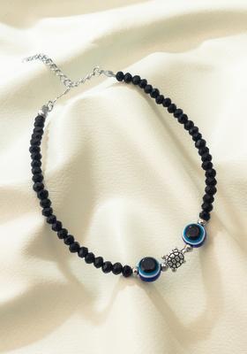 Black Beads Alloy Anklet