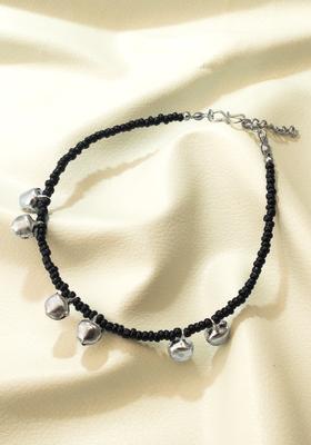 Black Beads Alloy Anklet