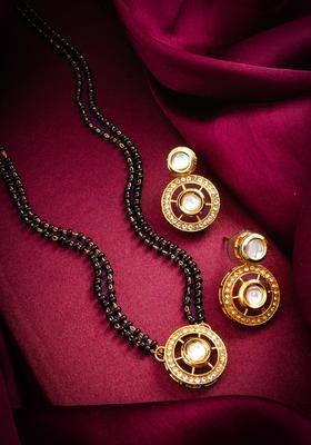 Golden Kundan Alloy Mangalsutra Set