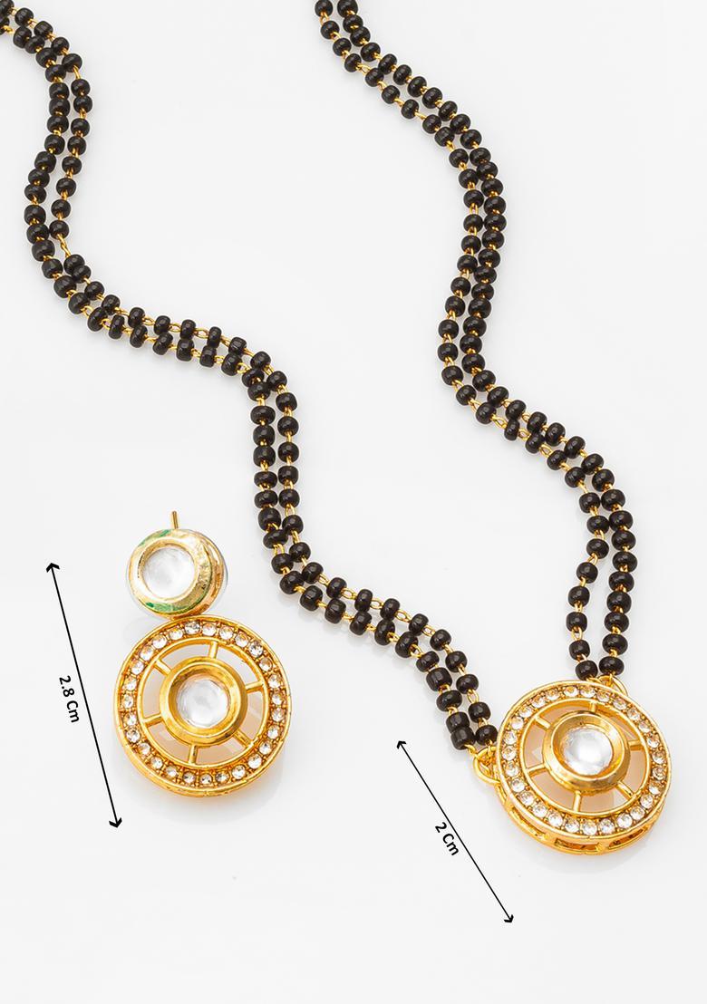 Golden Kundan Alloy Mangalsutra Set - Indya