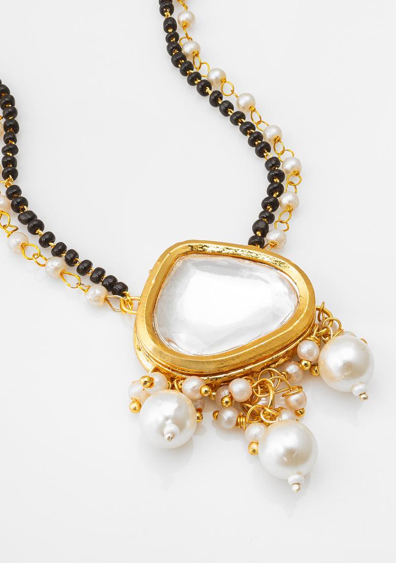 Golden Kundan Alloy Mangalsutra Set - Indya