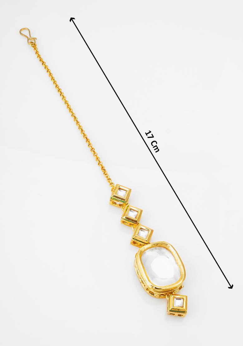 Golden Kundan Alloy Maang Tikka - Indya