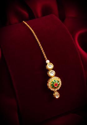Golden Kundan Alloy Maang Tikka