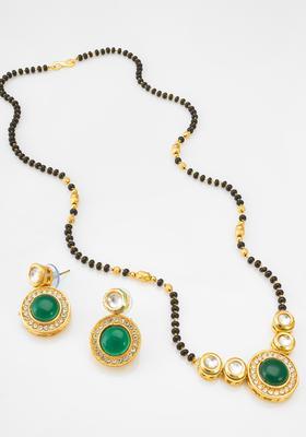 Green Kundan Alloy Mangalsutra Set