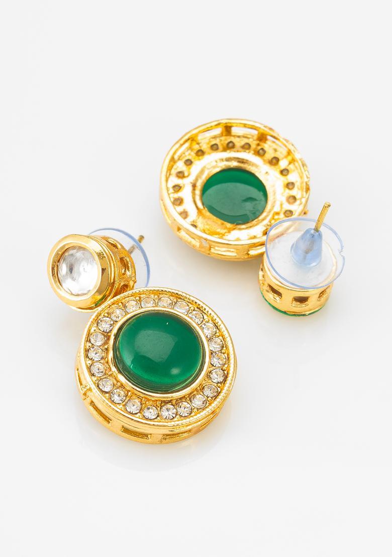 Green Kundan Alloy Mangalsutra Set - Indya