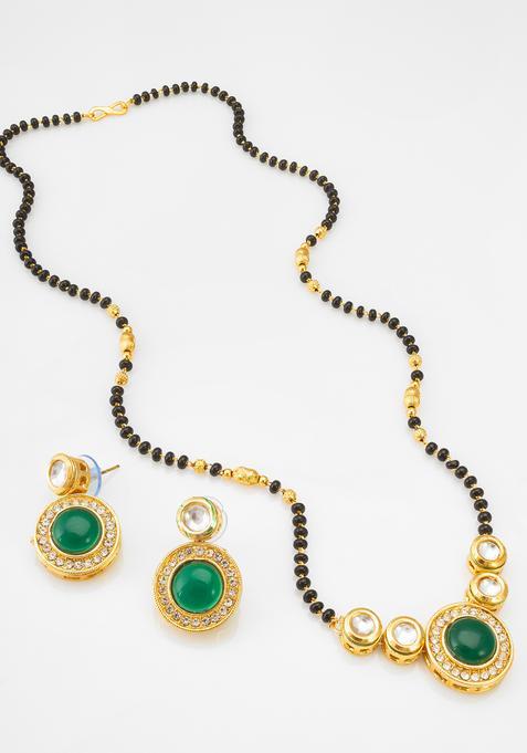 Green Kundan Alloy Mangalsutra Set