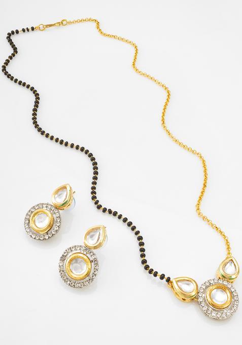Golden Kundan Alloy Mangalsutra Set