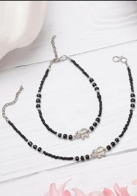 Black German Silver Anklet