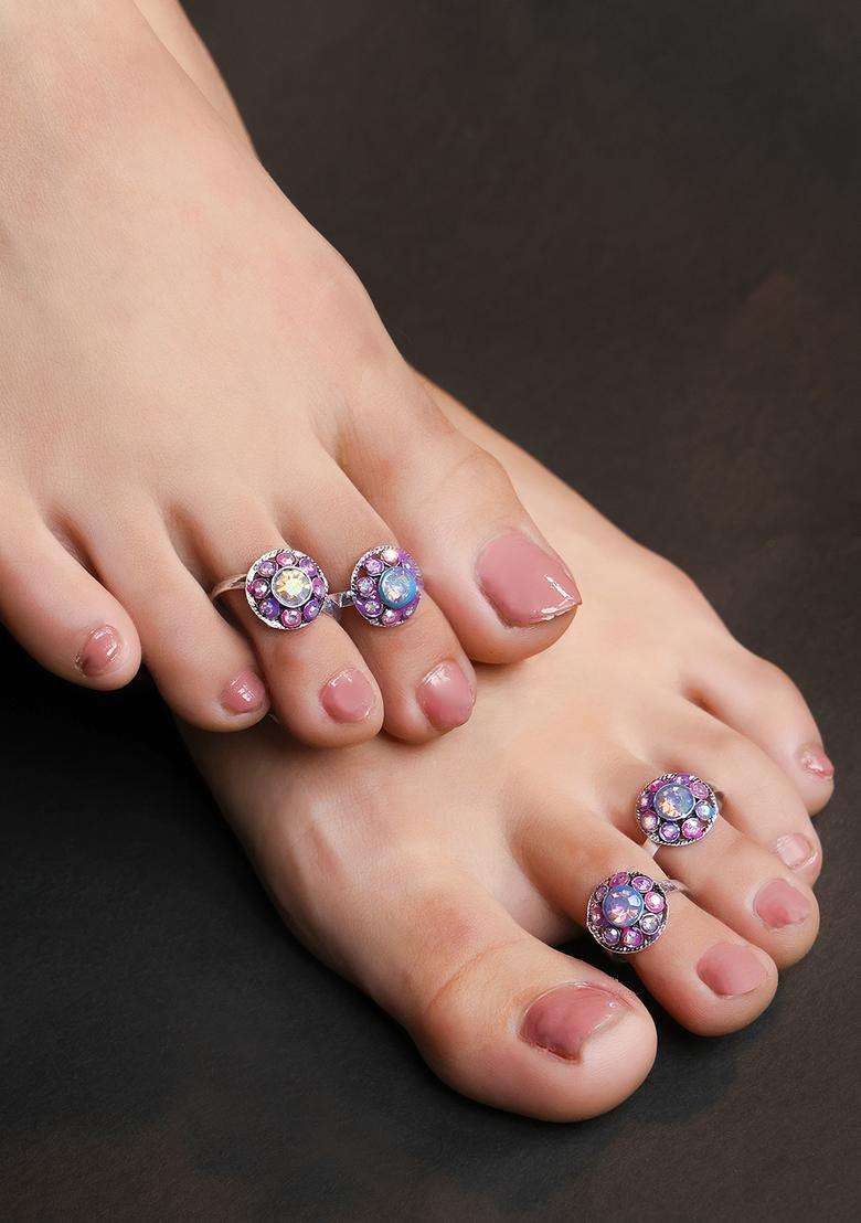Multicolor Alloy Toe Ring - Indya