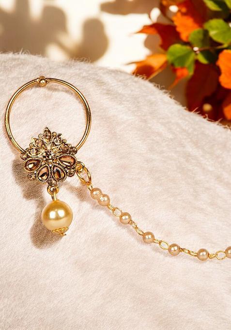 Golden Brass Nath With Chain