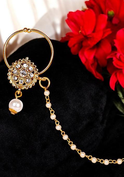 Golden Brass Nath With Chain