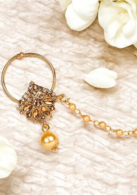 Golden Brass Nath With Chain