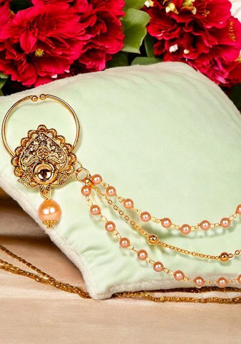 Golden Brass Nath With Chain
