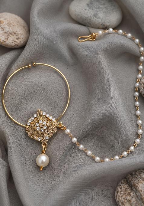 Golden Brass Nath With Chain