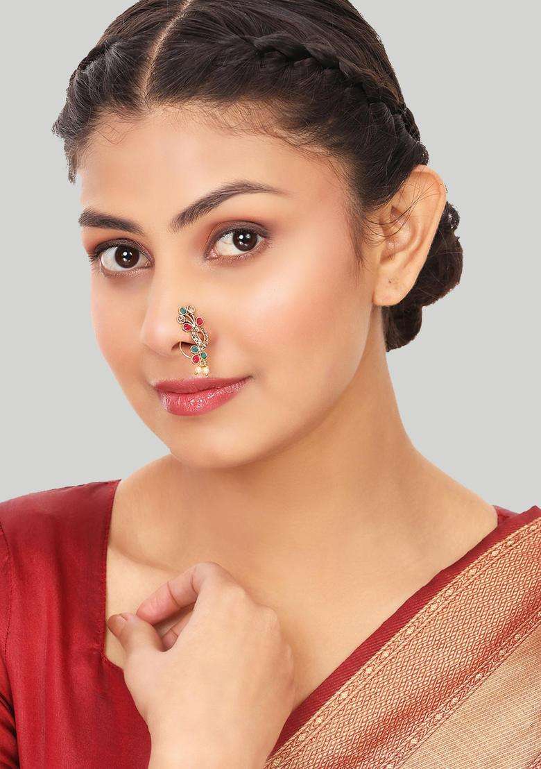Multicolor Brass Nath - Indya
