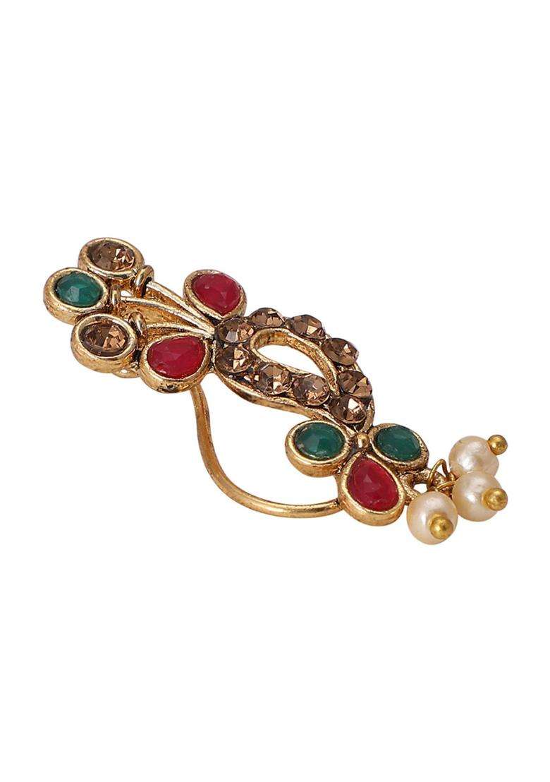 Multicolor Brass Nath - Indya