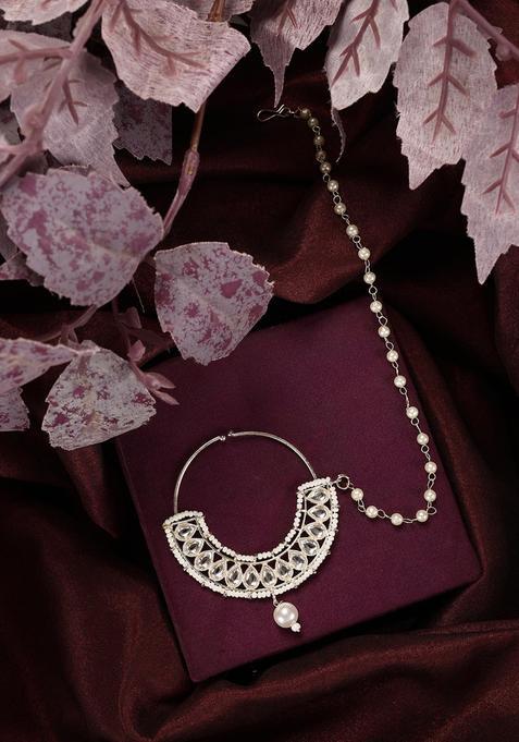 White Brass Nath With Chain
