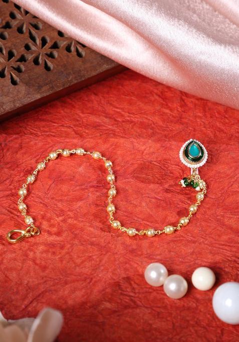 Green Brass Nath With Chain
