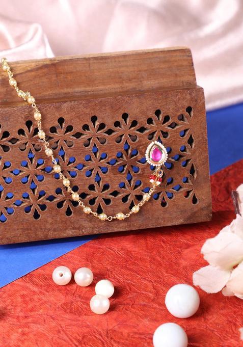 Magenta Brass Nath With Chain
