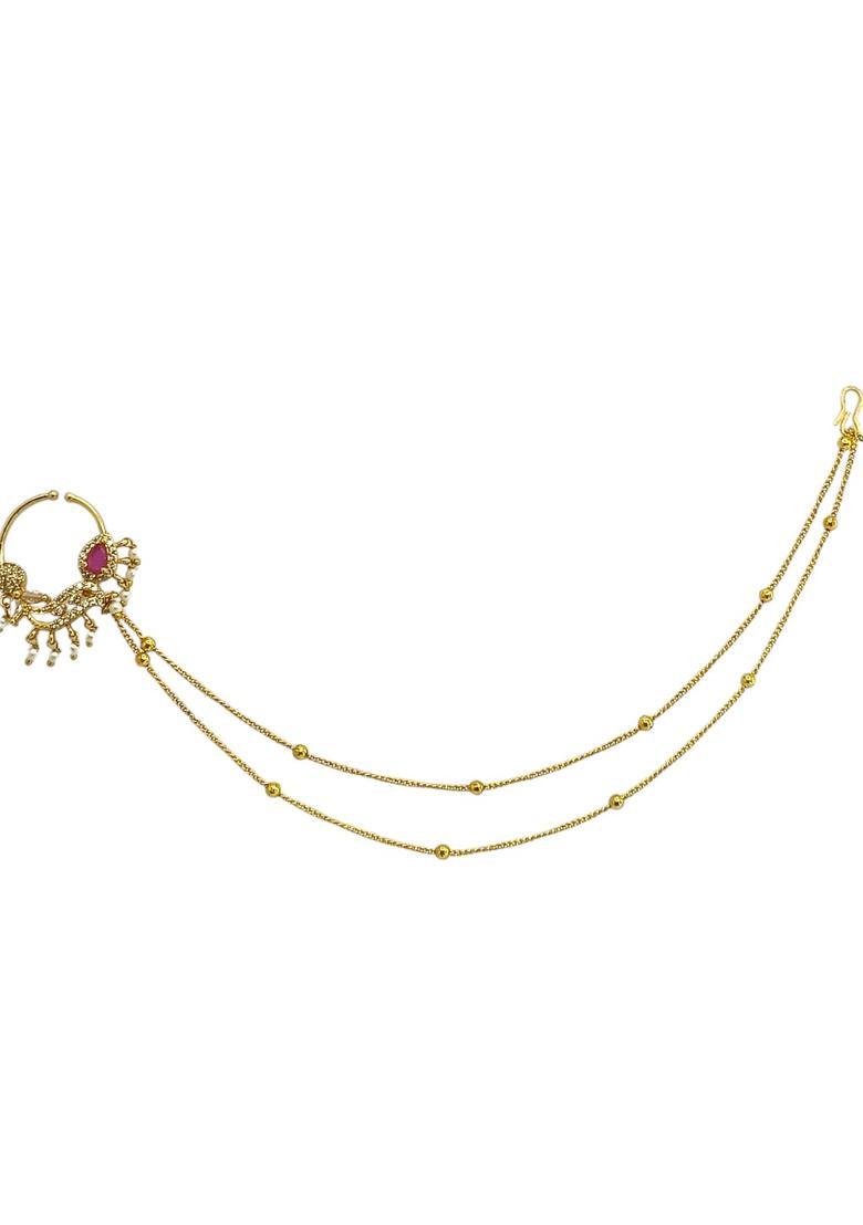 Golden Alloy Nose Pin - Indya