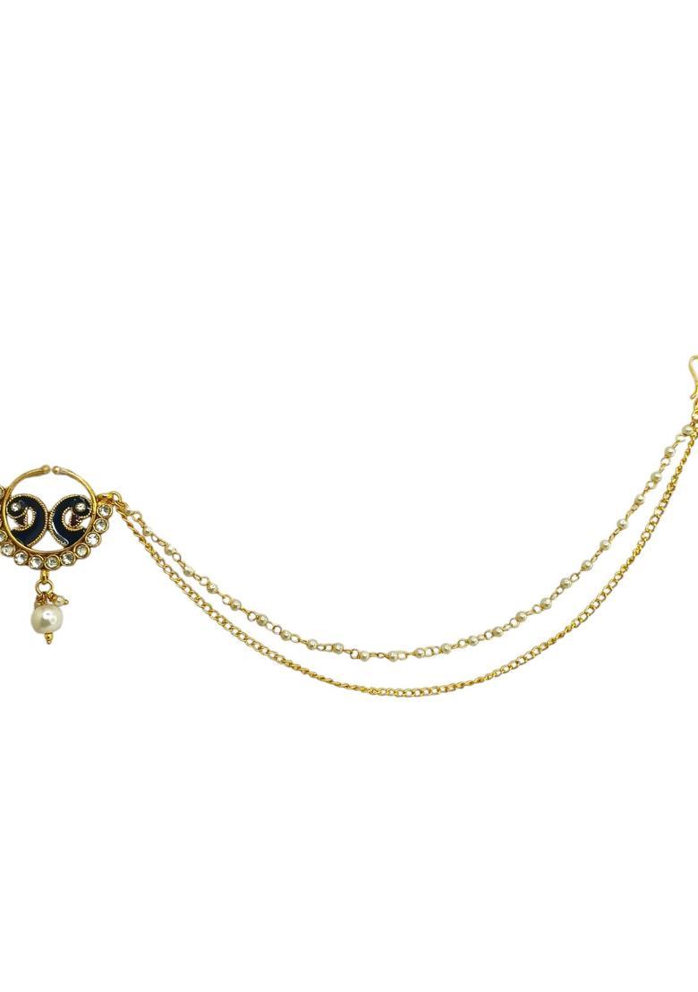 Golden Alloy Nose Pin - Indya
