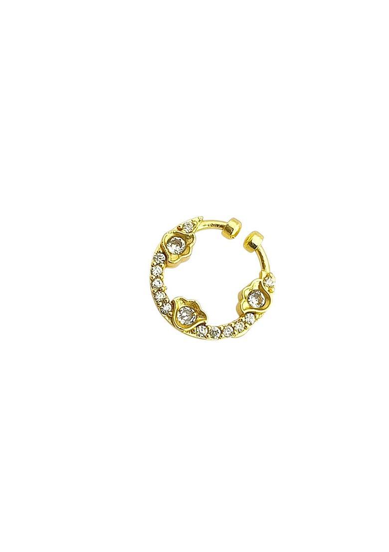 Golden Alloy Nose Pin - Indya