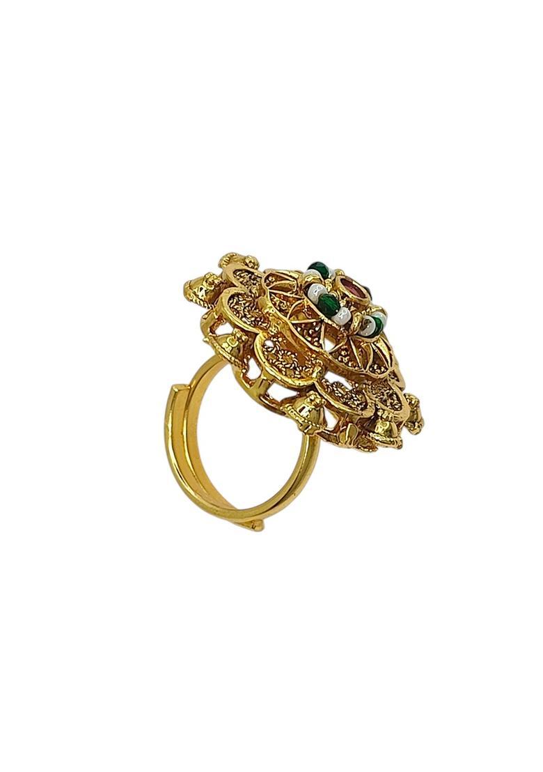 Golden Alloy Ring - Indya