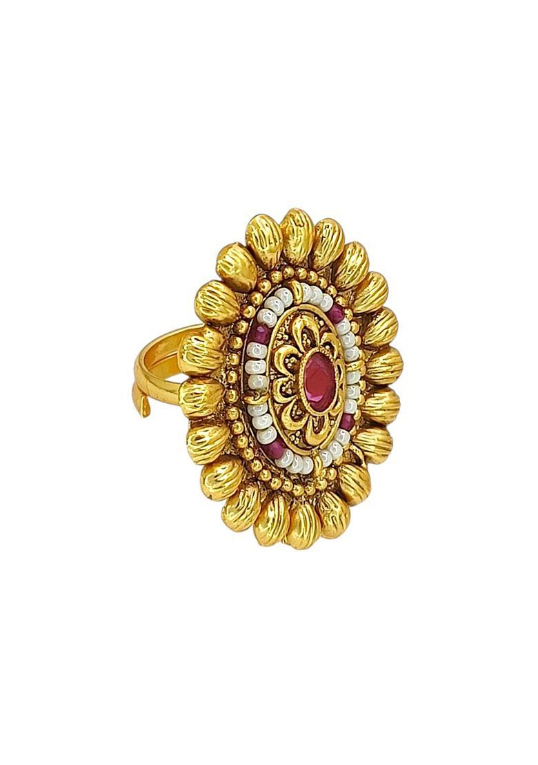 Golden Alloy Ring - Indya