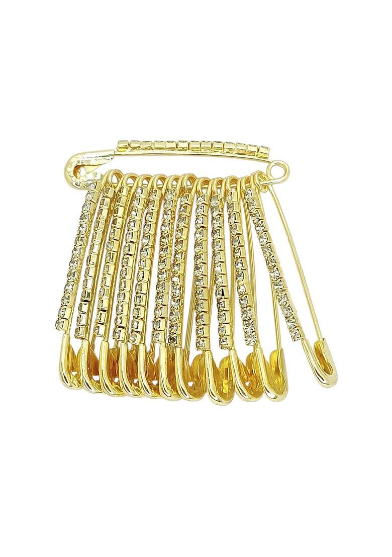 Golden Alloy Saree Pin - Indya