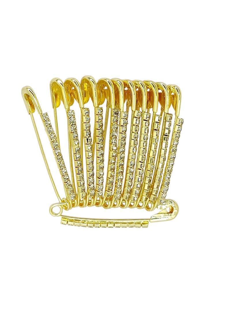 Golden Alloy Saree Pin - Indya