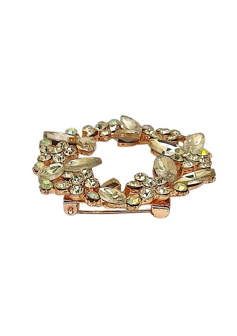 Rose Gold Alloy Saree Pin - Indya