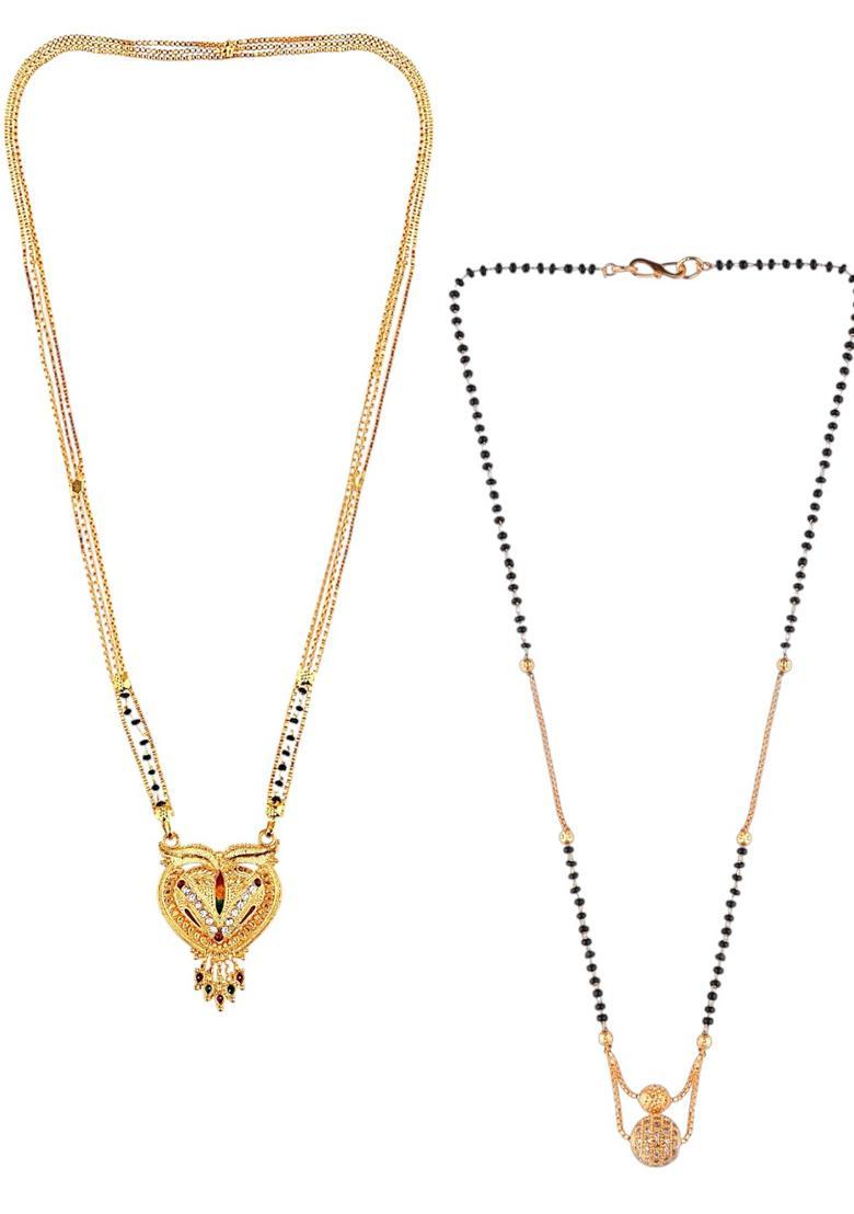 Golden Alloy Mangalsutra Set - Indya