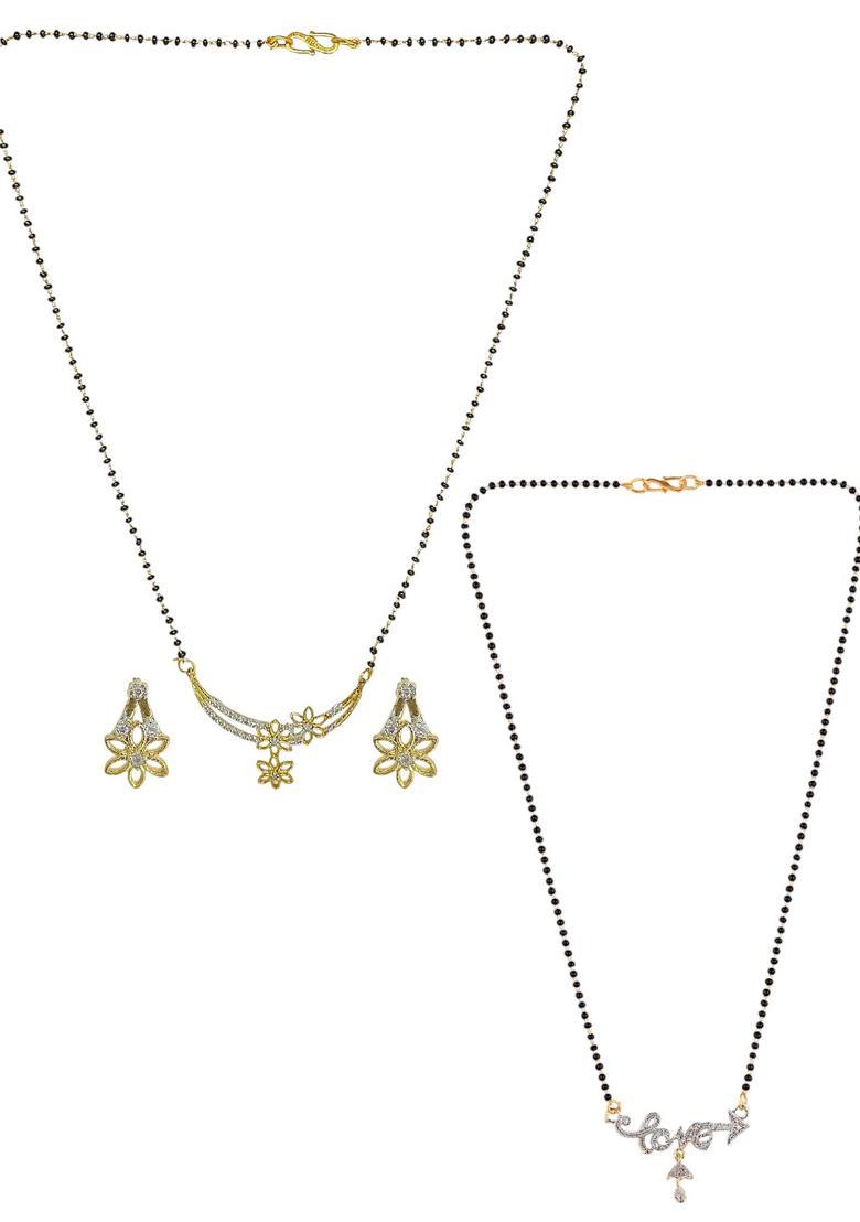 Golden Alloy Mangalsutra Set - Indya