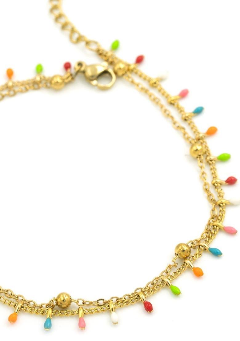 Golden Alloy Anklet - Indya