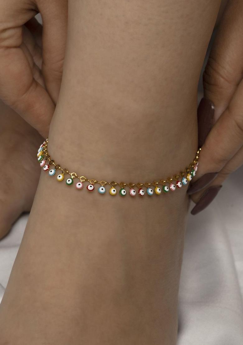 Golden Alloy Anklet - Indya