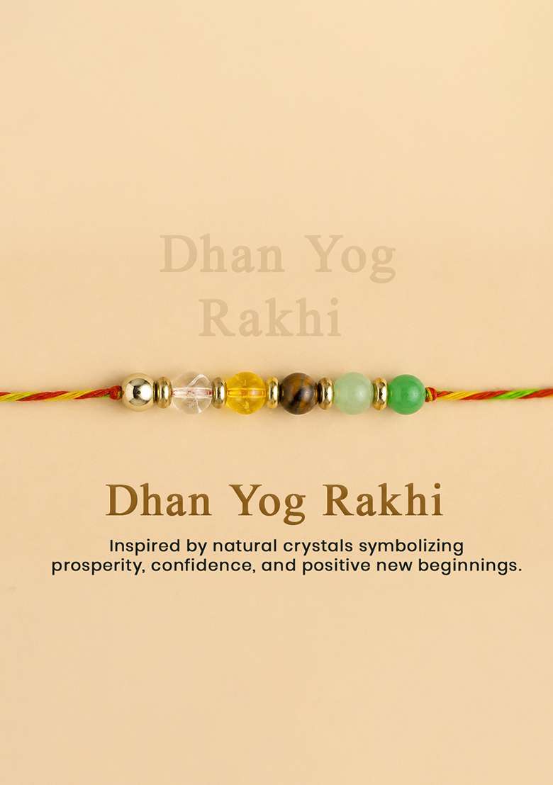 Multicolor Natural Crystal Crystal Rakhi Set Of 2 - Indya