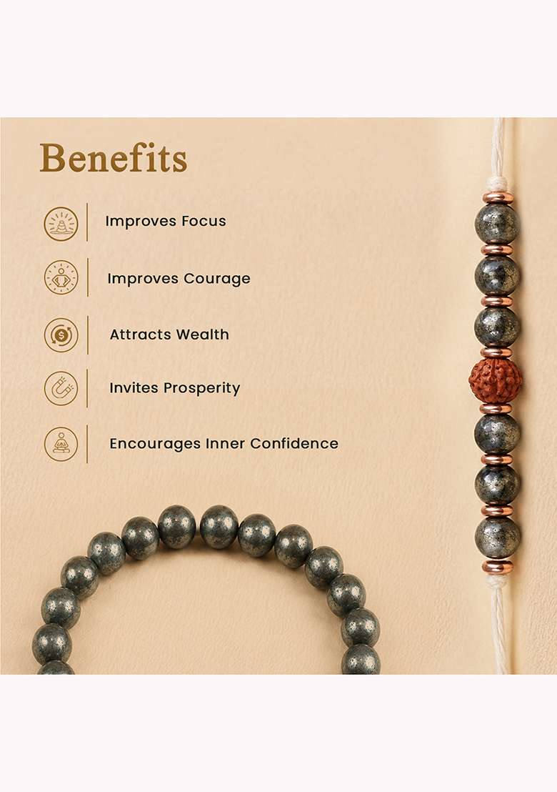 Grey Natural Crystal Crystal Rakhi Set Of 2 - Indya