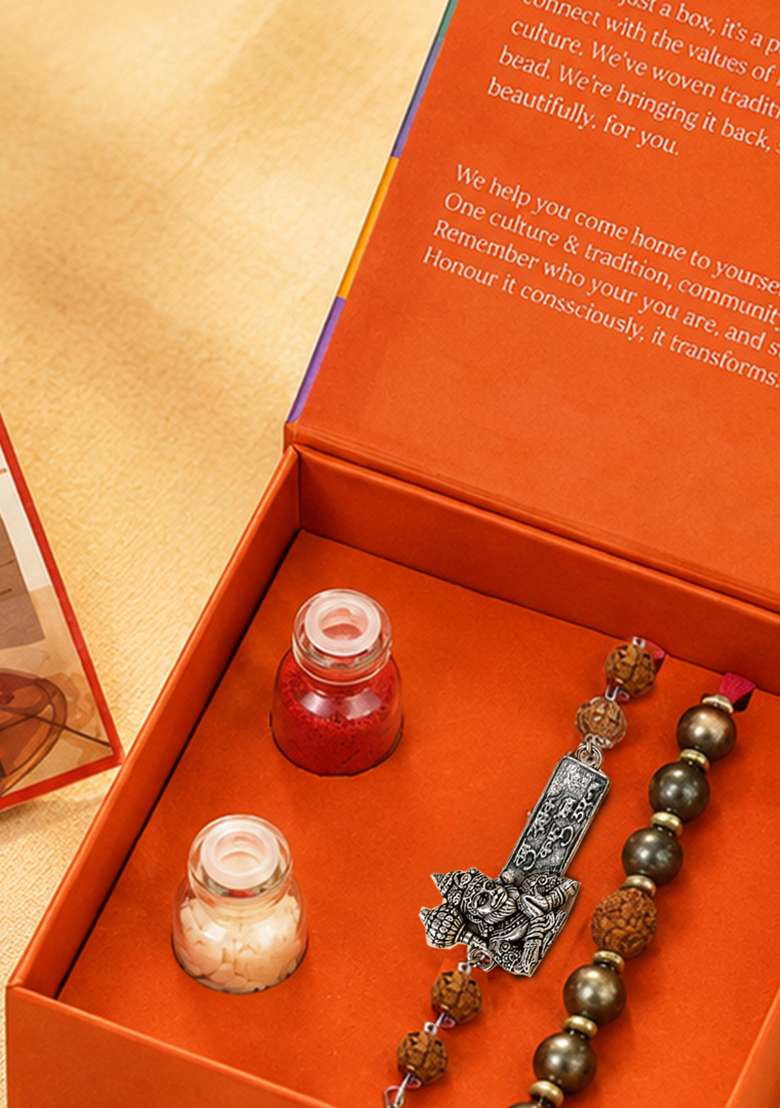 Brown Natural Crystal Crystal Rakhi Set Of 2 - Indya