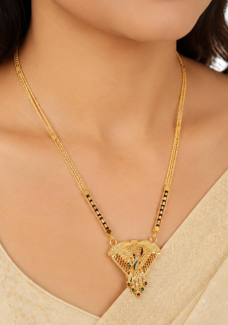 Golden Alloy Mangalsutra Set - Indya