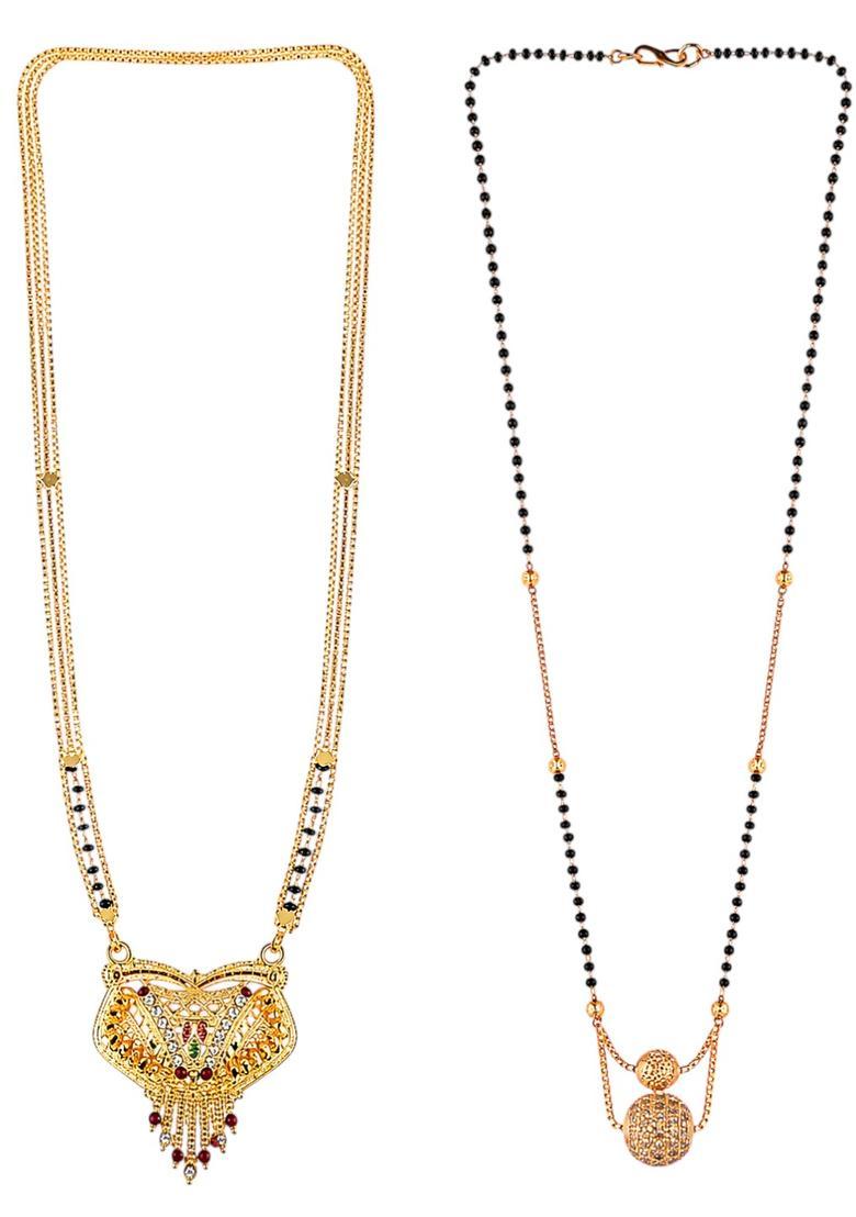 Golden Alloy Mangalsutra Set - Indya