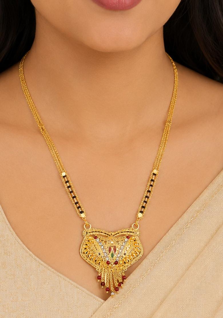 Golden Alloy Mangalsutra Set - Indya