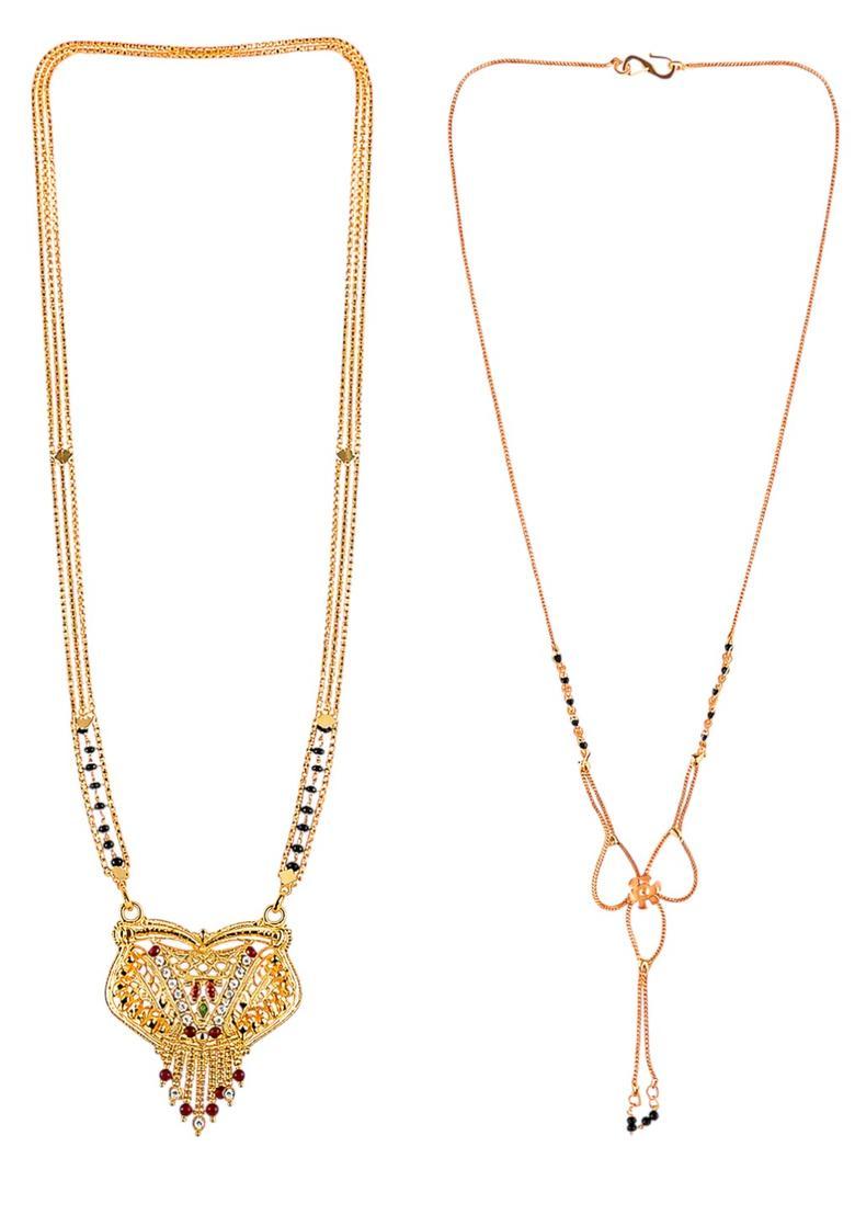 Golden Alloy Mangalsutra Set - Indya
