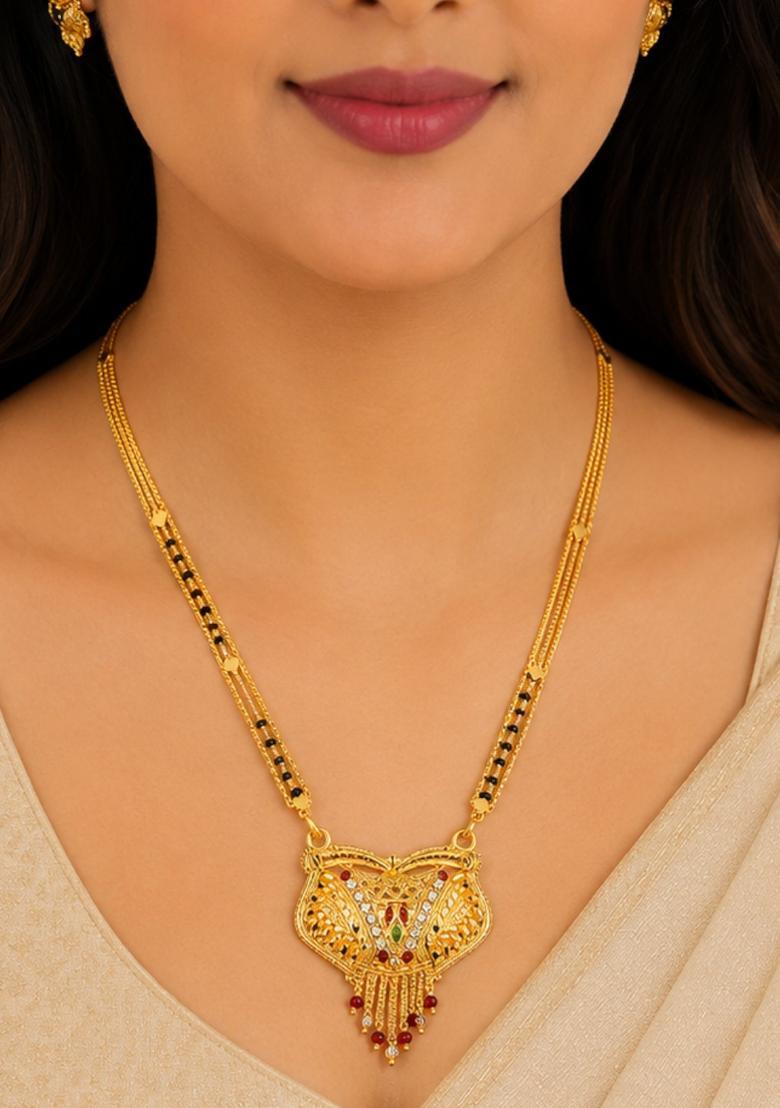 Golden Alloy Mangalsutra Set - Indya